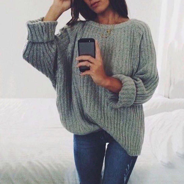 Ludmila Casual Knit Sweater in Dark Grey