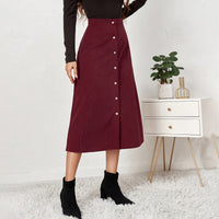 Ludmila Corduroy Skirt with Button Front