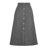 Ludmila Corduroy Skirt with Button Front in Grey