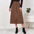 Ludmila Corduroy Skirt with Button Front