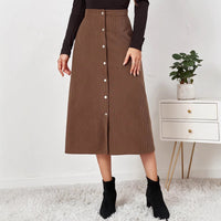 Ludmila Corduroy Skirt with Button Front