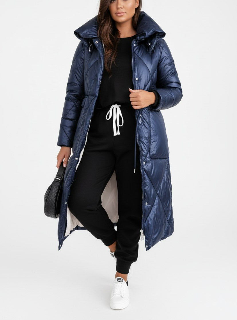 Ludmila Elegant Jacket with Stand Collar in Blue