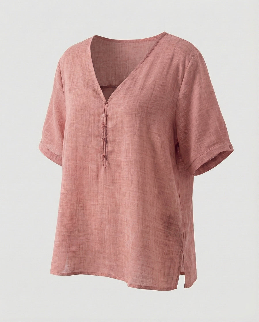 Ludmila Linen Blend Blouse in Pink