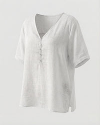 Ludmila Linen Blend Blouse in White