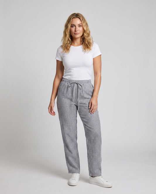 Ludmila Linen Trousers with Elastic Waist and Pockets