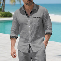 Ludwig Linen Shirt with Chest Pocket in Dark Grey