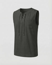Ludwig Linen Top in Dark Grey