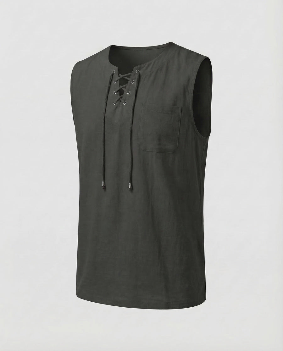 Ludwig Linen Top in Dark Grey
