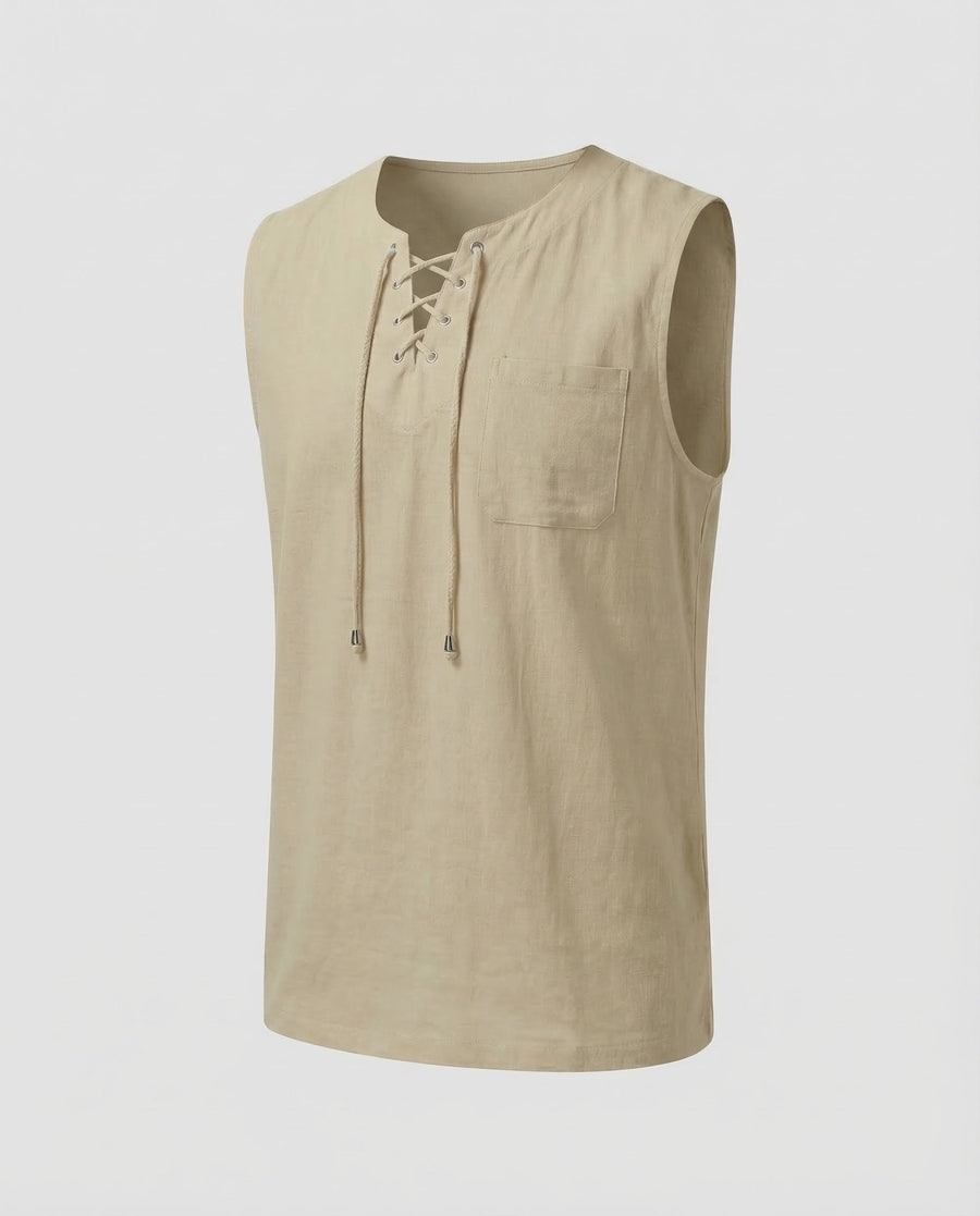 Ludwig Linen Top in Khaki