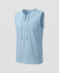 Ludwig Linen Top in Light Blue