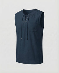 Ludwig Linen Top in Navy