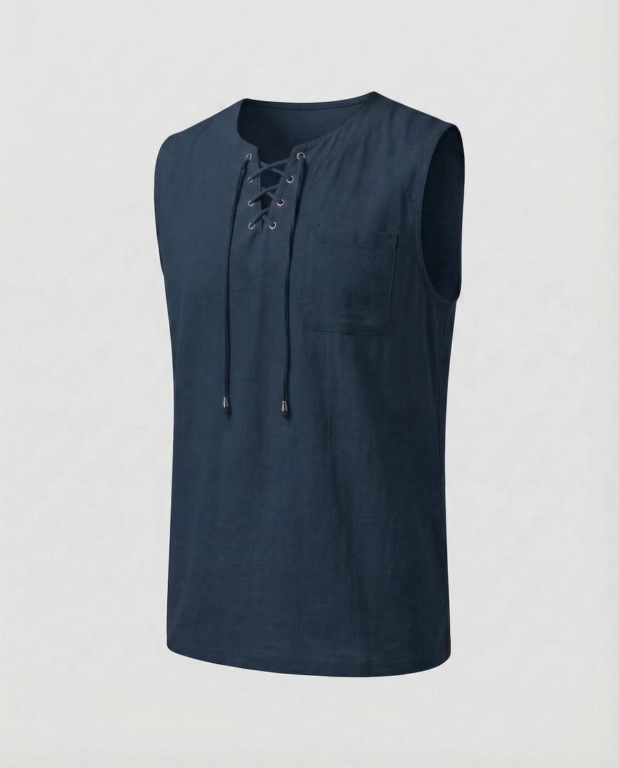 Ludwig Linen Top in Navy