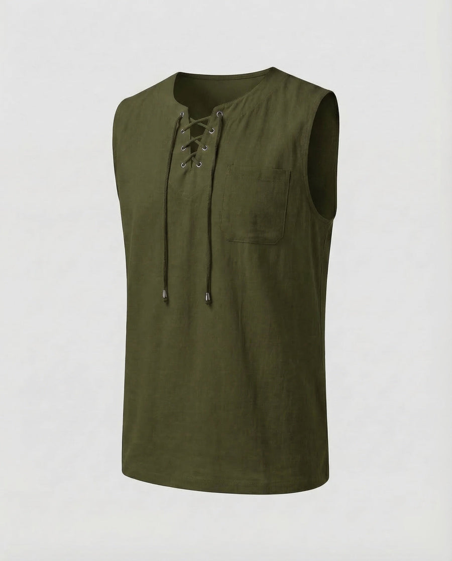 Ludwig Linen Top in Olive