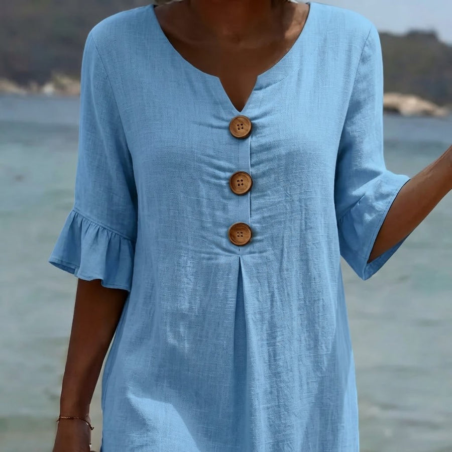 Lumara Women's Casual Midi Dress with Button Detail