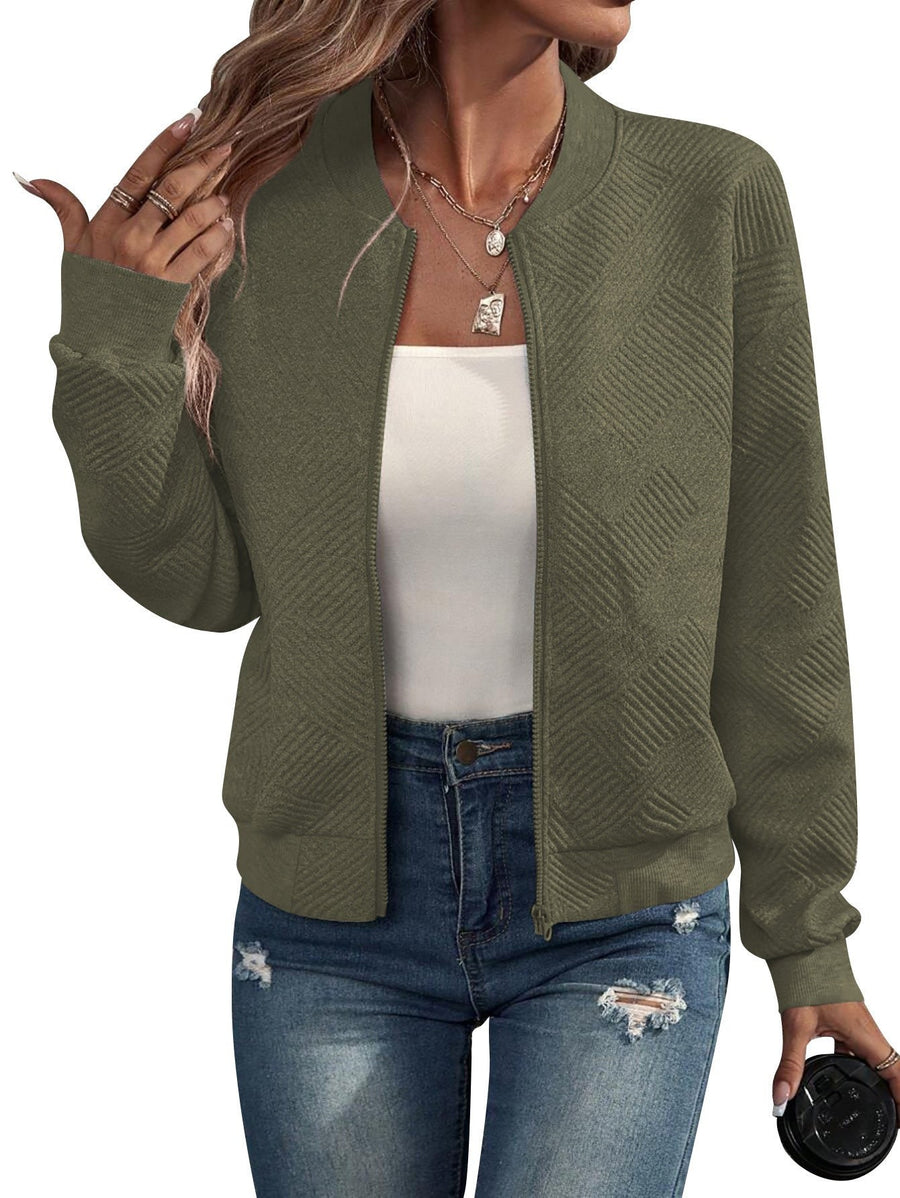 Lumi Casual Jacket with Pockets in Olive Green