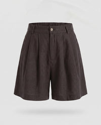 Lumi Elegant Linen Shorts with Pleated in Coffee