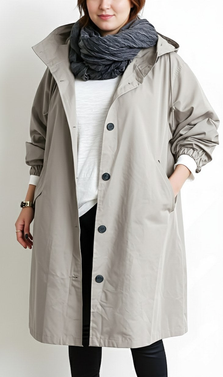 Lumi Trench Coat with Hood in Apricot