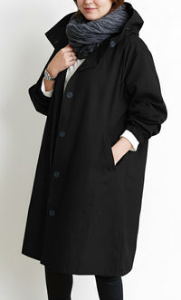 Lumi Trench Coat with Hood in Black
