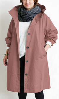 Lumi Trench Coat with Hood in Pink