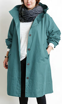 Lumi Trench Coat with Hood in Turquoise