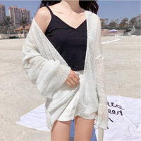 Luna Casual Knit Cardigan in White