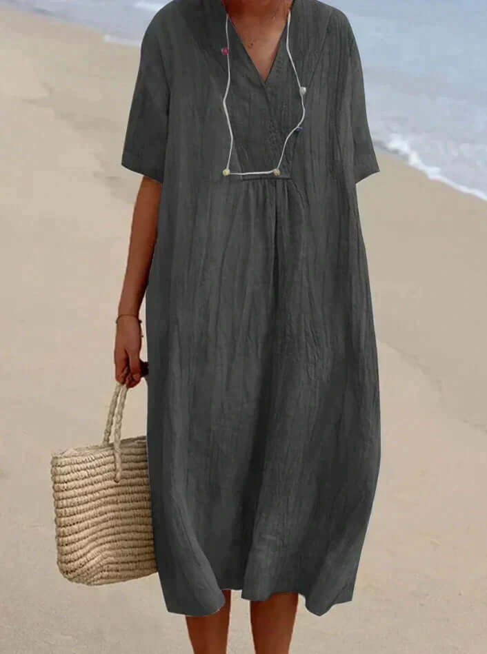 Luna Linen Summer Dress in Black