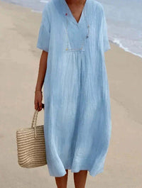 Luna Linen Summer Dress in Blue