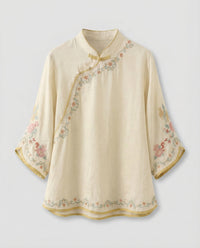 Luna Shirt with Embroidery in Beige
