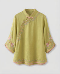 Luna Shirt with Embroidery in Green