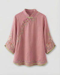 Luna Shirt with Embroidery in Magenta