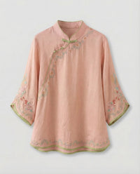 Luna Shirt with Embroidery in Pink
