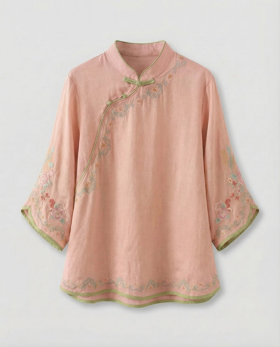Luna Shirt with Embroidery in Pink