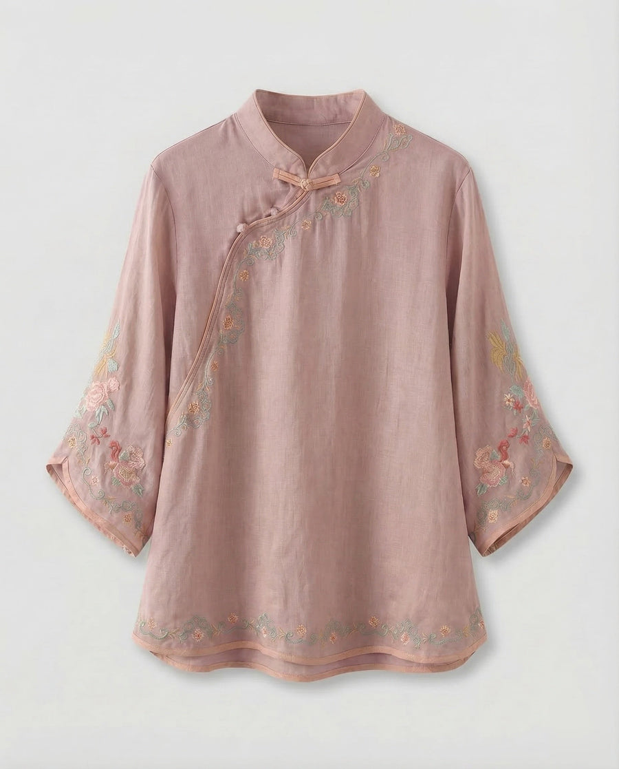 Luna Shirt with Embroidery in Purple