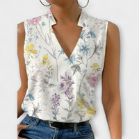 Luna Women's Sleeveless Wrap V-Neck Top Surplice Blouse in Floral 2