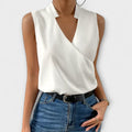 Luna Women's Sleeveless Wrap V-Neck Top Surplice Blouse