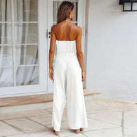 Luna Women's Strapless Wide Leg Jumpsuit Tie Waist in White