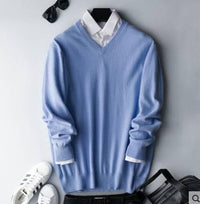 Luuk Elegant Sweater in Blau - V-Ausschnitt