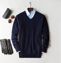 Luuk Elegant Sweater in Dunkelblau - V-Ausschnitt