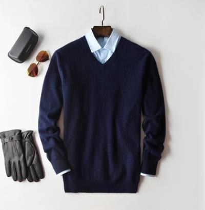 Luuk Elegant Sweater in Dunkelblau - V-Ausschnitt