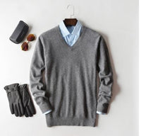 Luuk Elegant Sweater in Grau - V-Ausschnitt