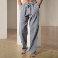 Luuk Relaxed Linen Trousers with Elastic Waist in Grey