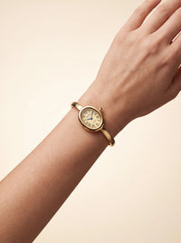 Luxury Gold Round Bracelet Watch For Women, Small Quartz Women Watch Jewelry
