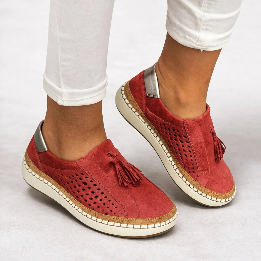 Lyndora Women's Orthotic Slip-On Sneakers in Red