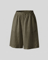 Lyra Airy Linen Shorts in Brown
