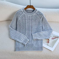 Lyra Casual Knit Sweater in Light Grey