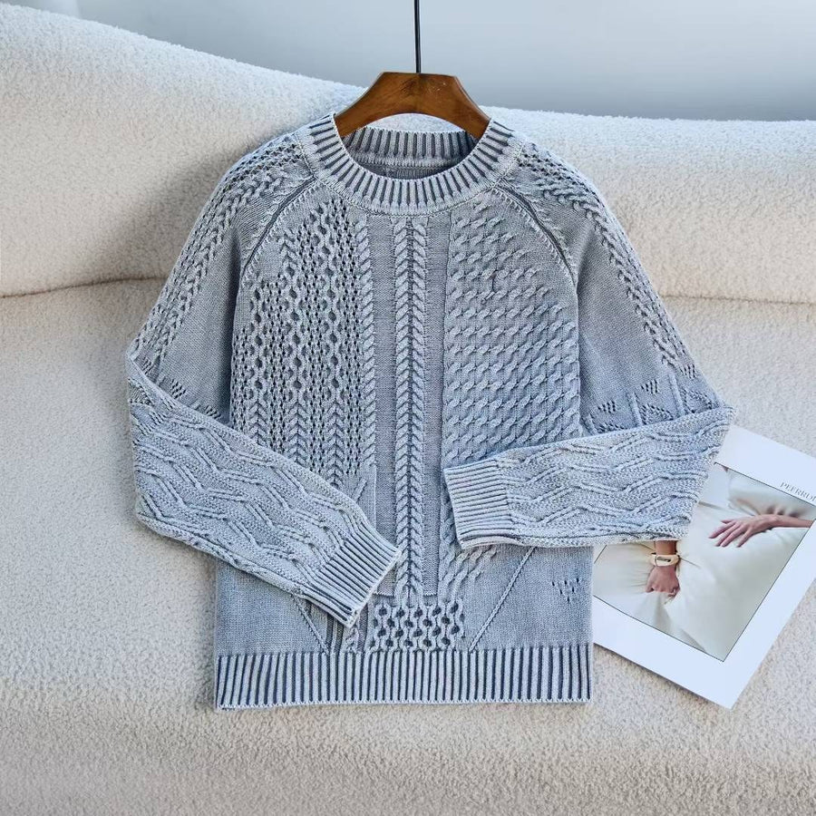 Lyra Casual Knit Sweater in Light Grey