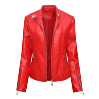 Lyra Leather Jacket in Red
