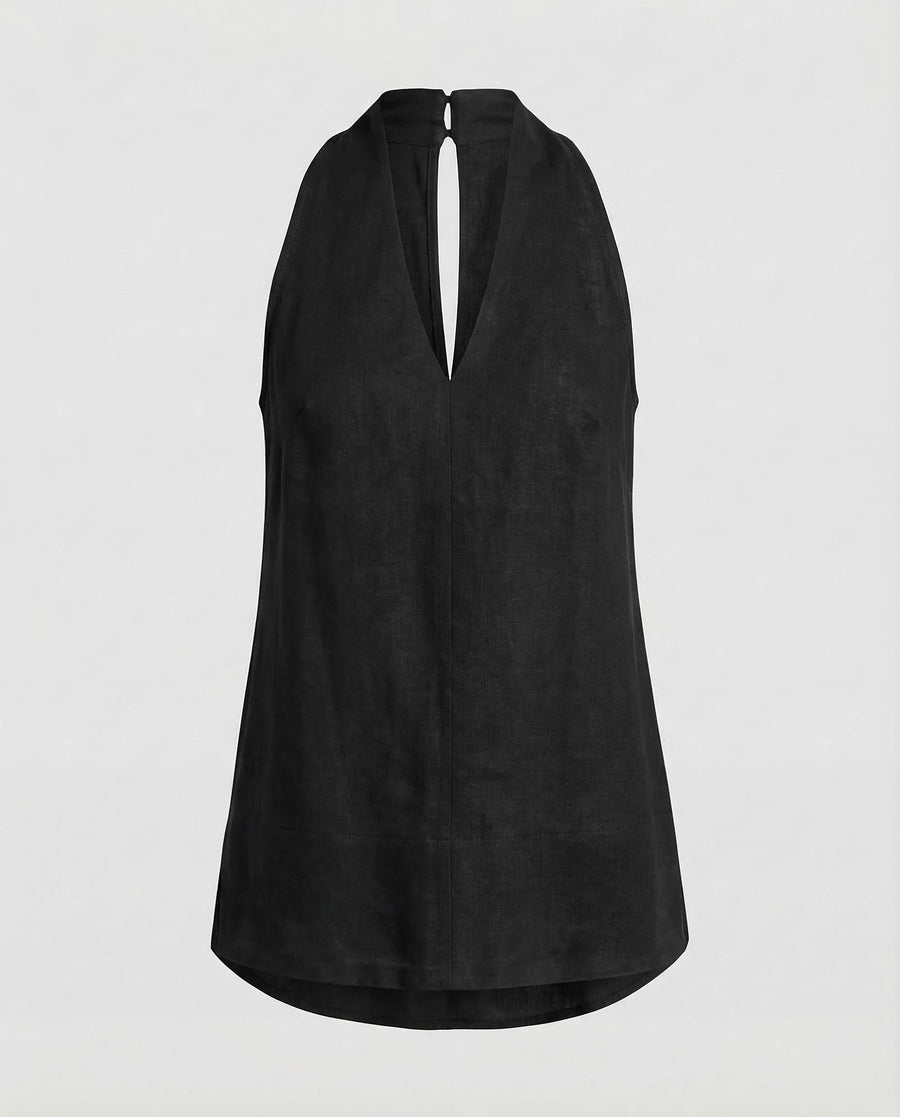 Lyra Linen Blend Tunic in Black