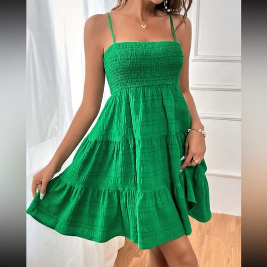 Boho layered ruffle hem cami dress