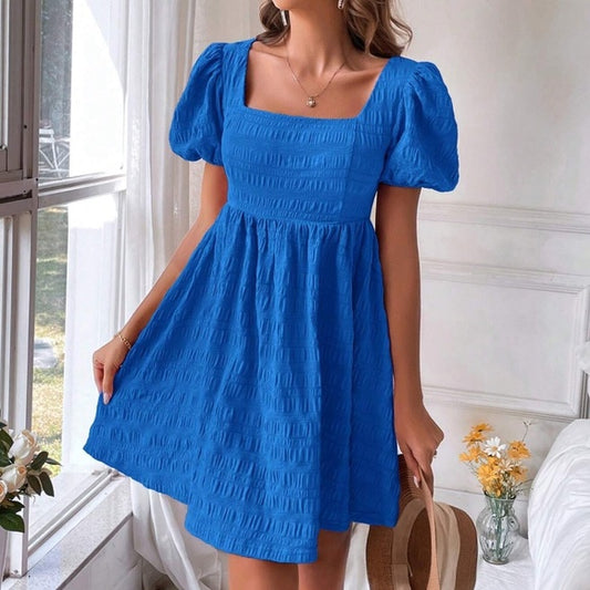 Boho Puff Sleeve Ruffle Mini Dress